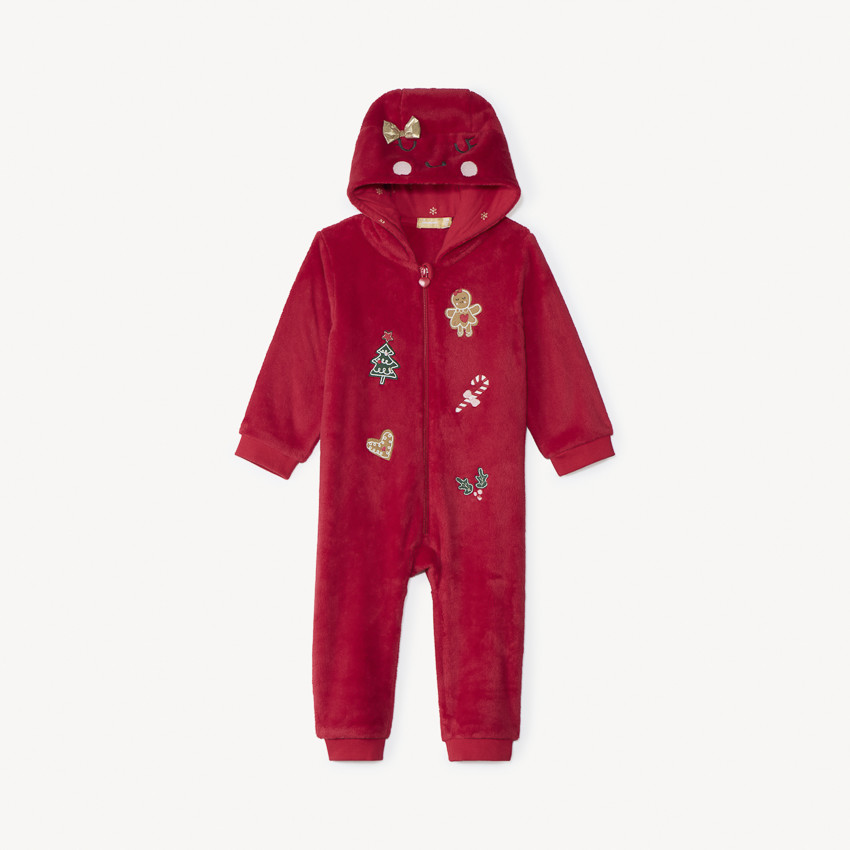 Surpyjama ludique de Noël en sherpa pour bébé fille