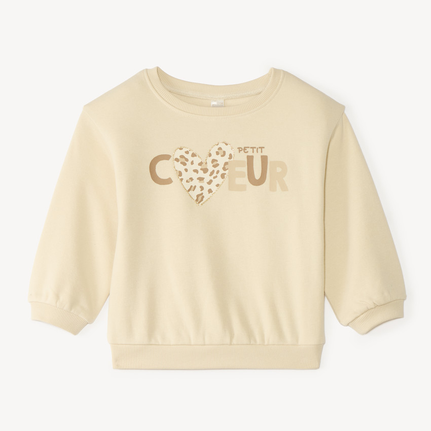 Sweat en molleton 1/2 oversize print fantaisie pour bébé fille 