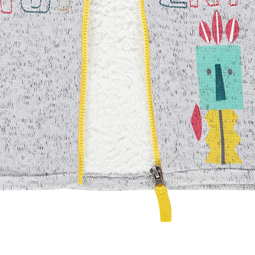 Veste à capuche en polaire fantaisie doublée sherpa 