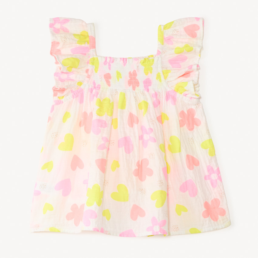 Tunique à bretelles volantées imprimé fantaisie coloré pour fille 