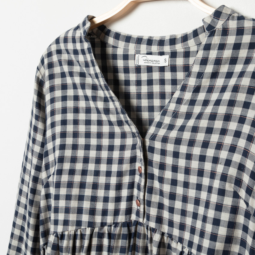 Tunique de grossesse à carreaux vichy 