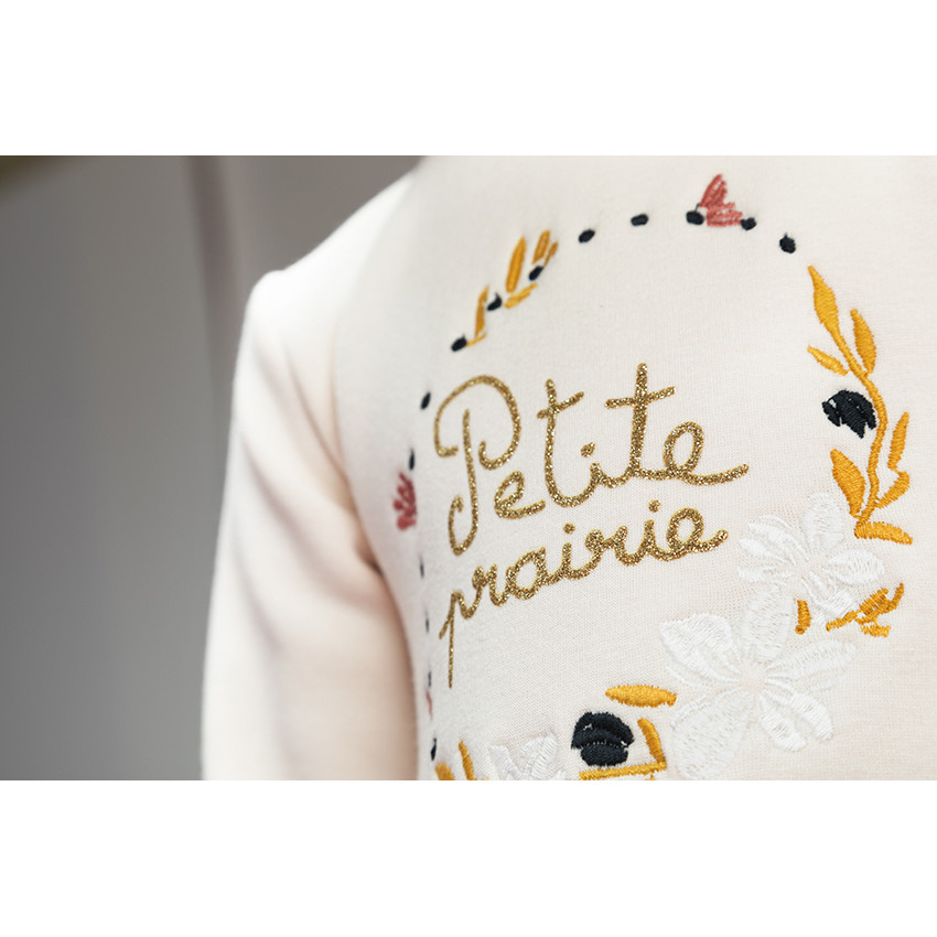 Sweat 2 en 1 en molleton contre collé et sherpa avec broderies pour bébé fille 