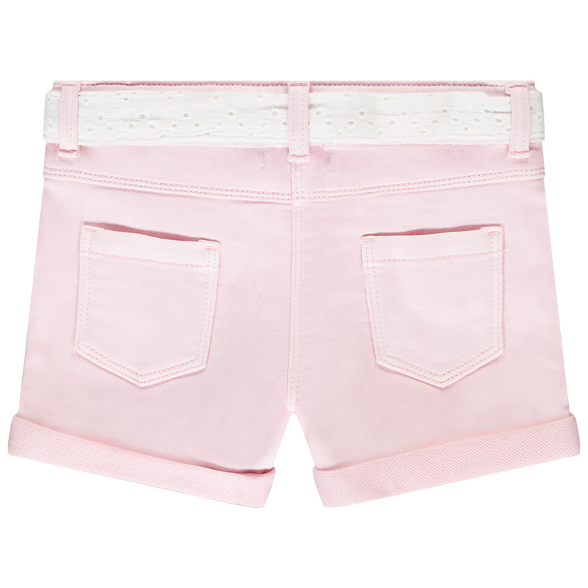 Short effet jean avec ceinture en broderie anglaise pour fille 