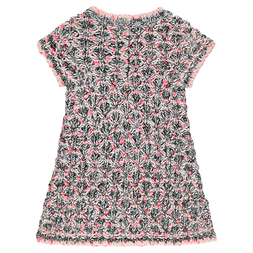 Robe manches courtes en grosse maille avec noeud fantaisie 