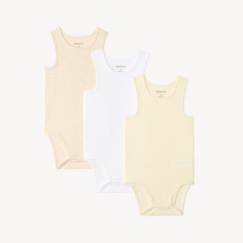 Lot de 3 bodies débardeurs uni pour bébé garçon