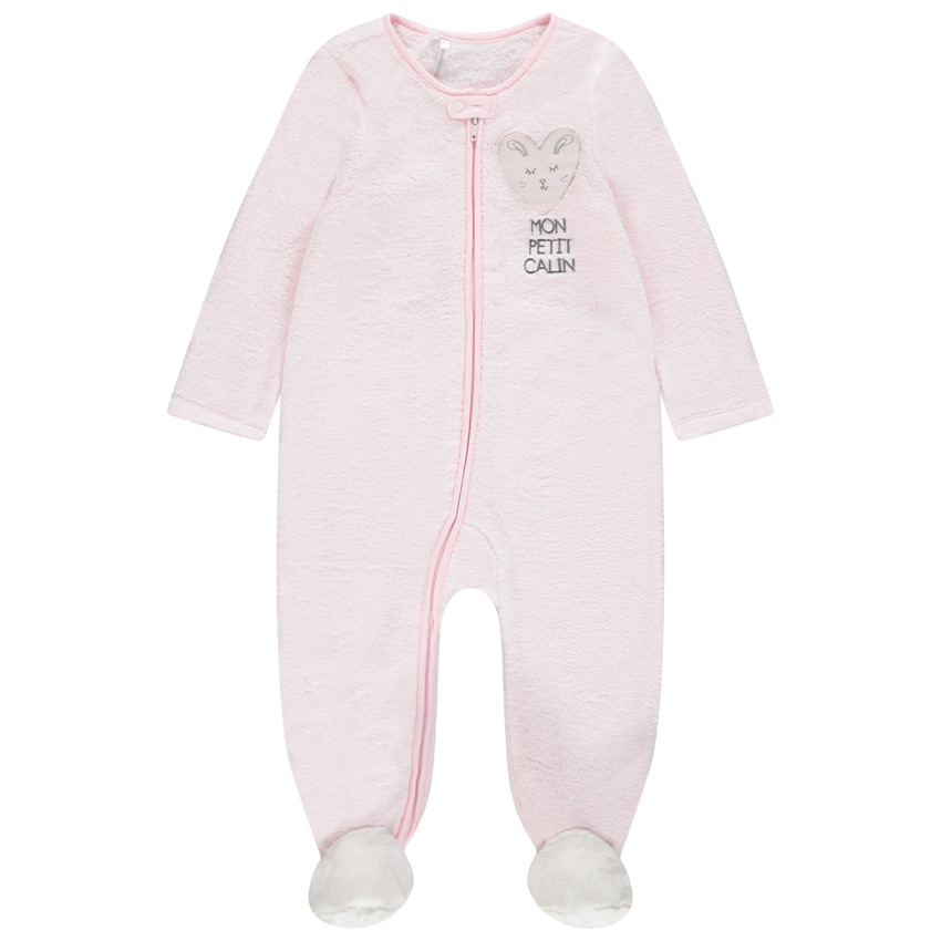 Surpyjama en sherpa zippé avec coeur patché 