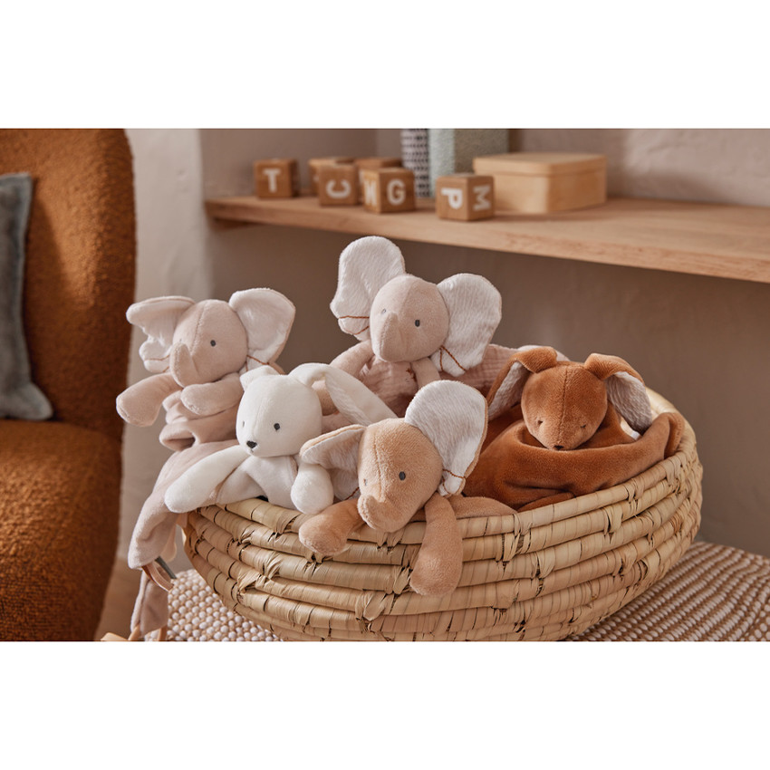 Doudou plat en veloudoux Bali l'éléphant 