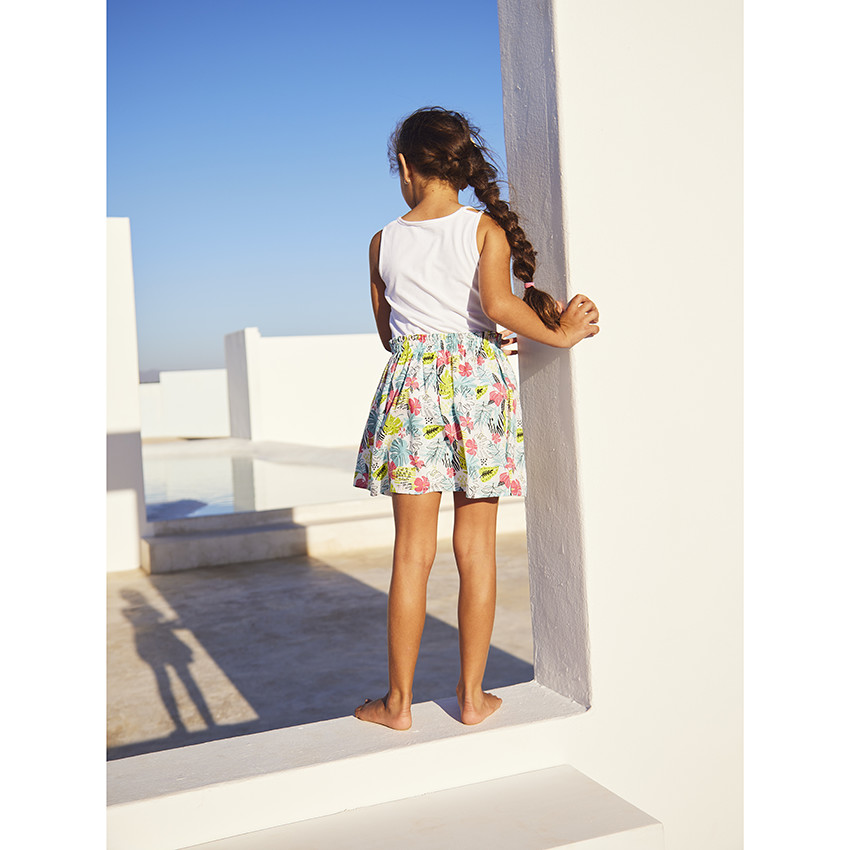 Robe effet 2 en 1 imprimé tropical pour fille 