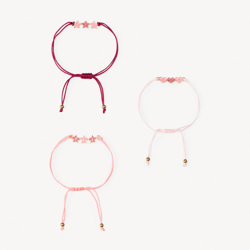 Lot de 3 bracelets à cordons réglables BFF pour fille 