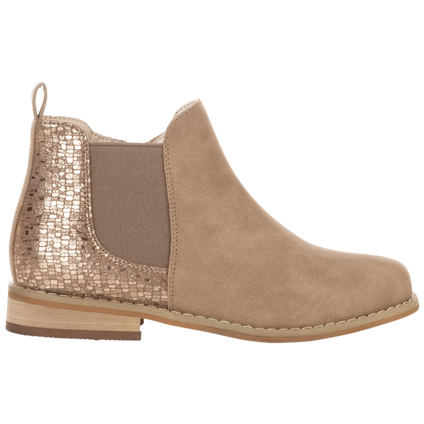 Bottes basses bi-matière camel à effet brillant pour enfant fille
