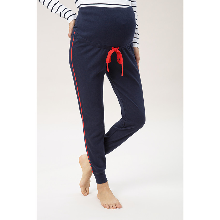 Pantalon homewear de grossesse avec touches de rouge 