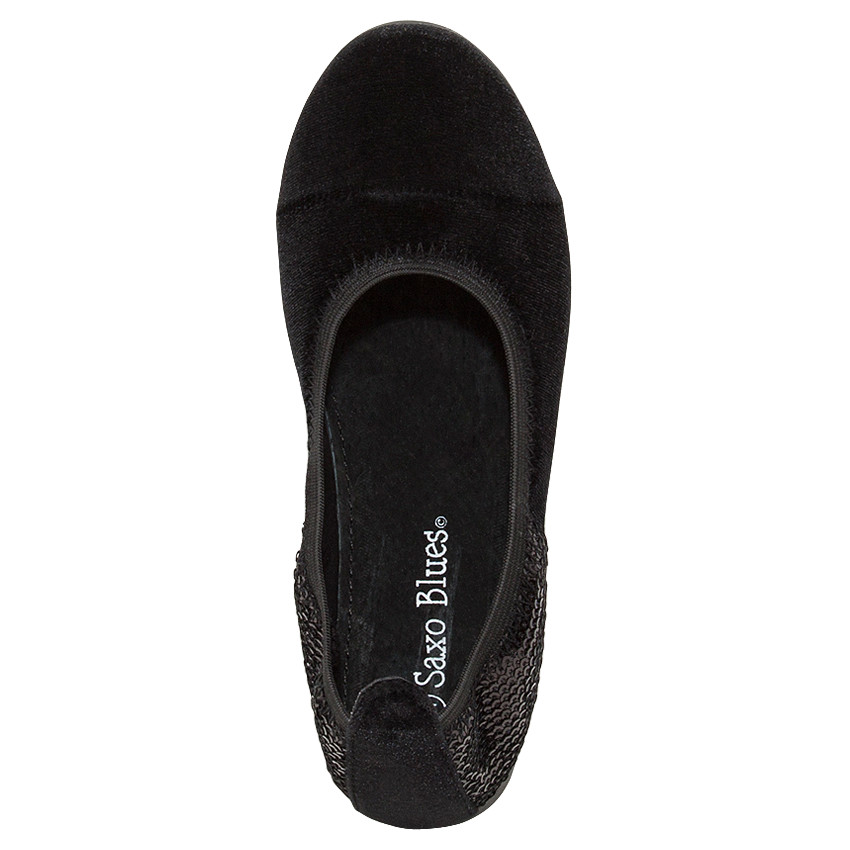 Ballerines noires en velours et sequins 