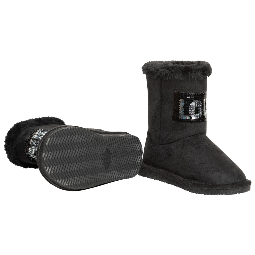 Bottes noires pour fille à textes en sequins magiques  