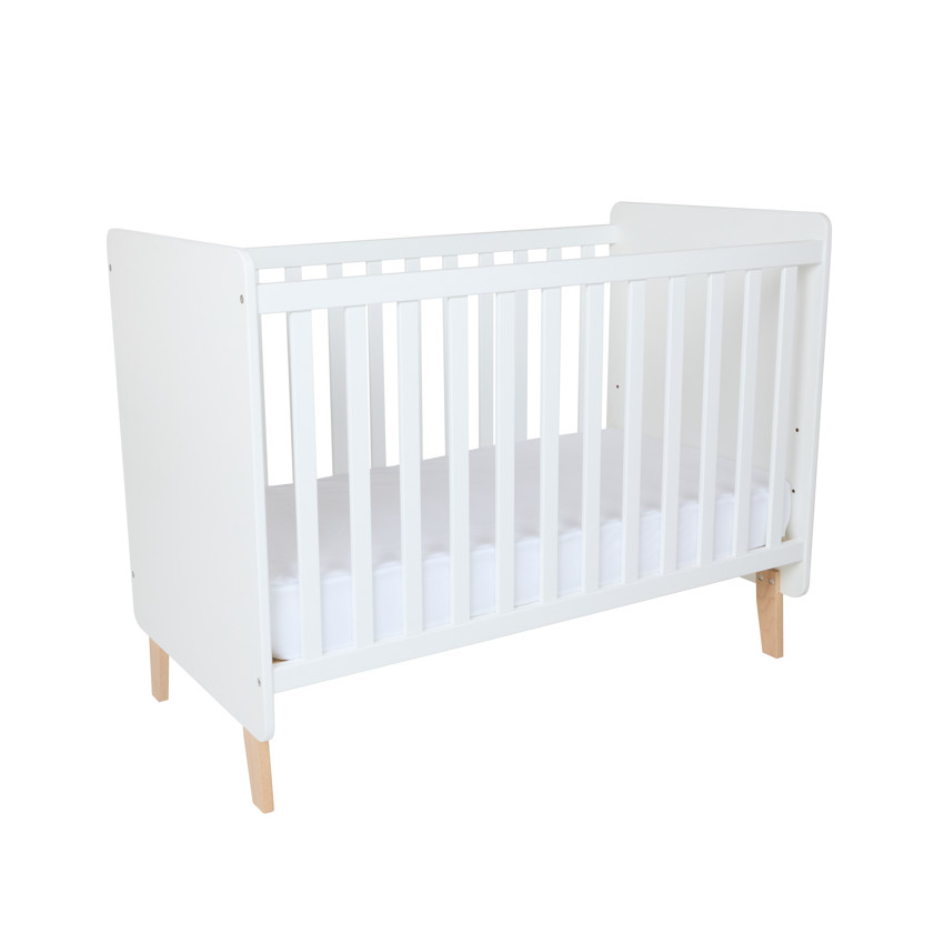 Lit de bébé à barreaux en bois blanc Noah 2.0 60x120 cm 