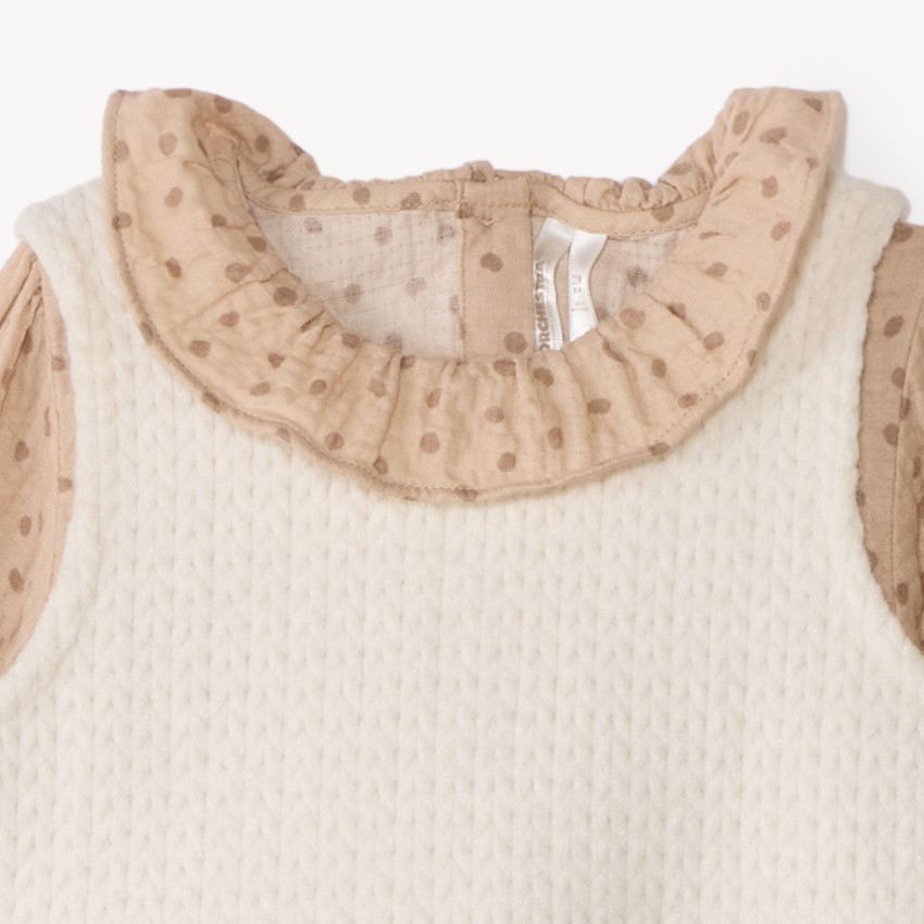 Ensemble 3 pièces avec tunique à pois pour bébé fille 