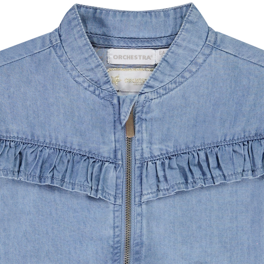 Bombers forme teddy effet jean avec volants pour fille