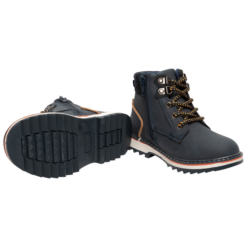Bottillons bleus à lacets et zip pour enfant garçon 