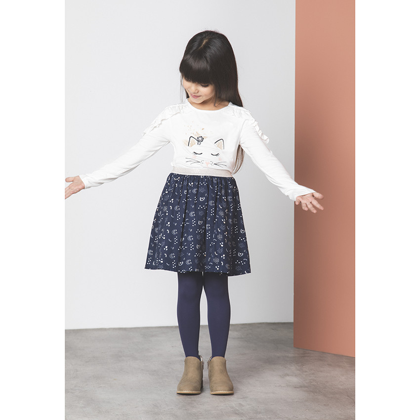 T-shirt manches longues volanté print chat 