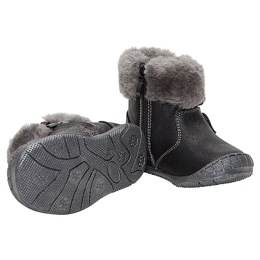 Bottines argentées en coeurs et col en fausse fourrure 