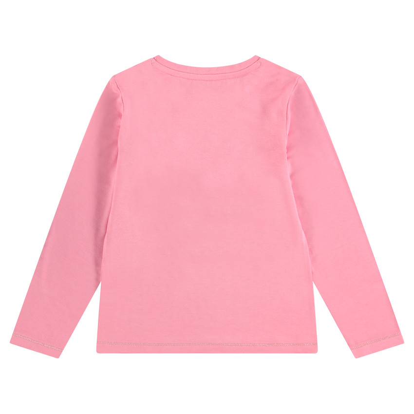Tee-shirt manches longues en jersey avec print floral et pompons 