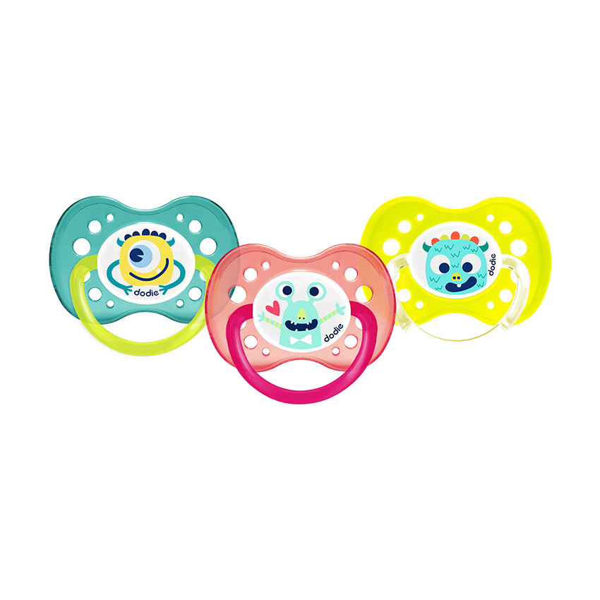 Sucette anatomique en silicone 18M+ Fluo Monstres (coloris aléatoire) 
