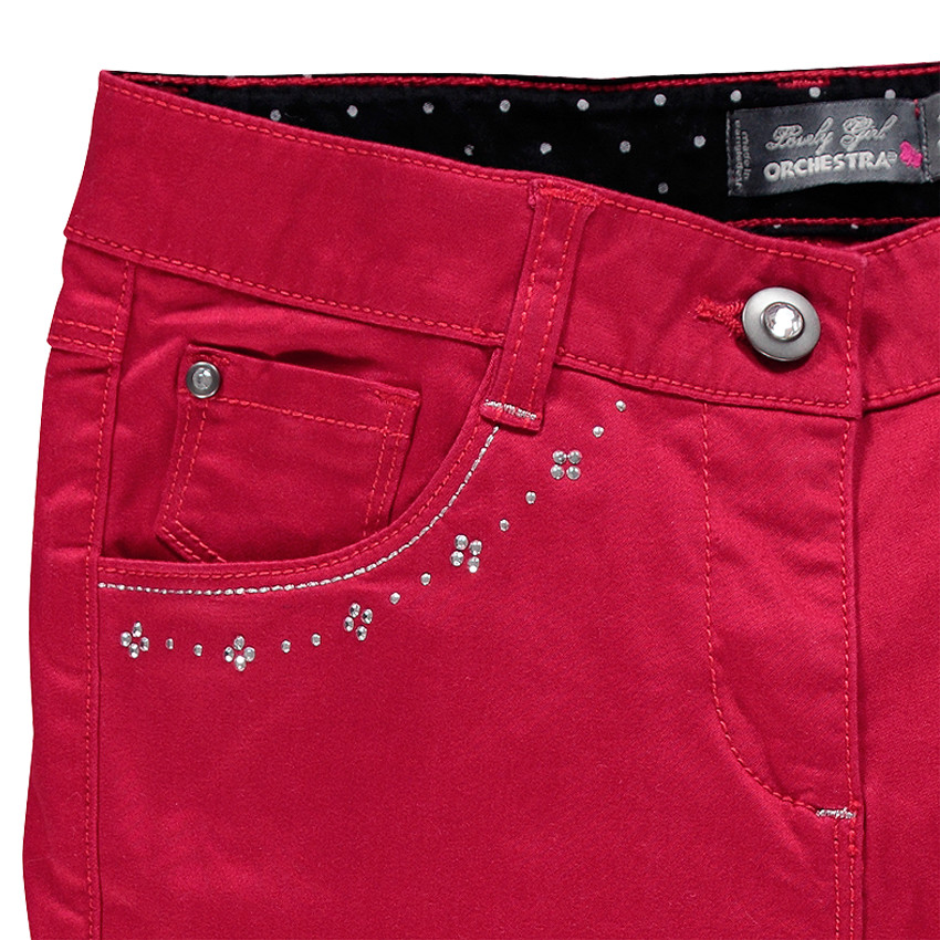 Junior - Pantalon slim rouge avec strass fantaisie 