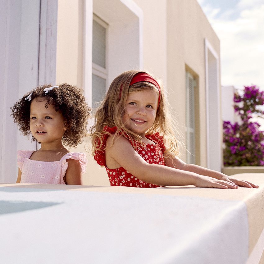 Robe manches courtes imprimée en maille cloquée pour bébé fille 