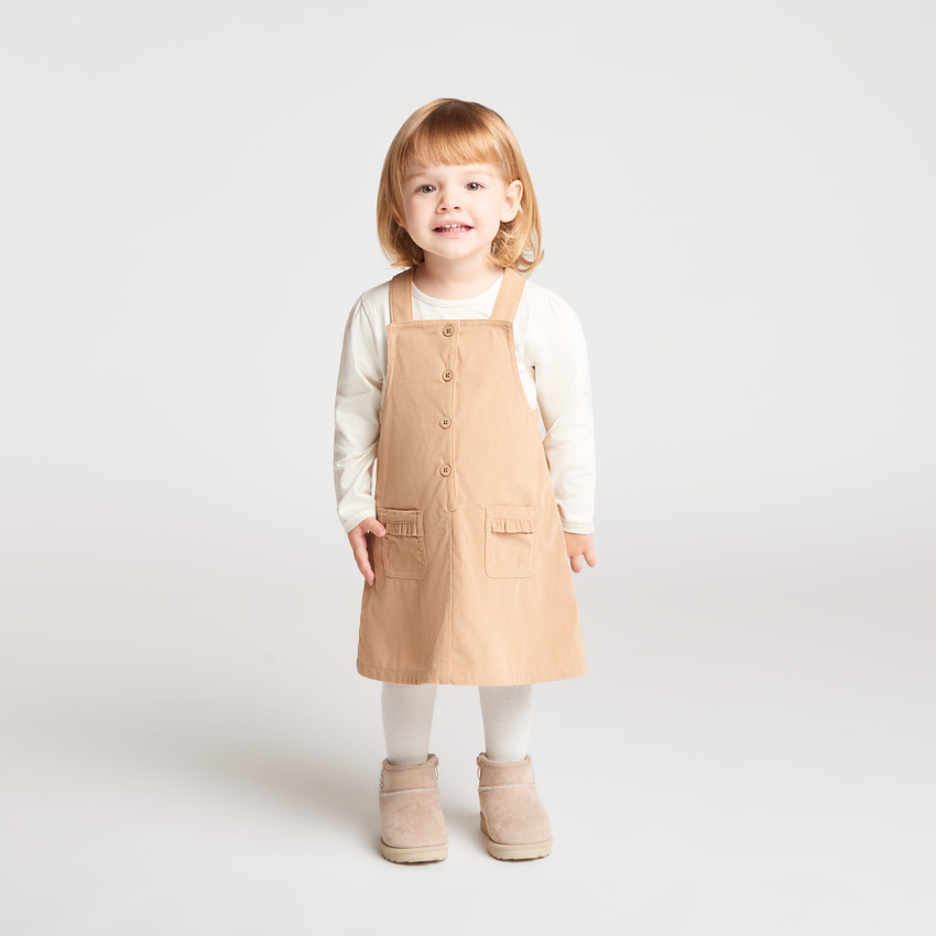 Robe salopette bébé fille en velours uni
