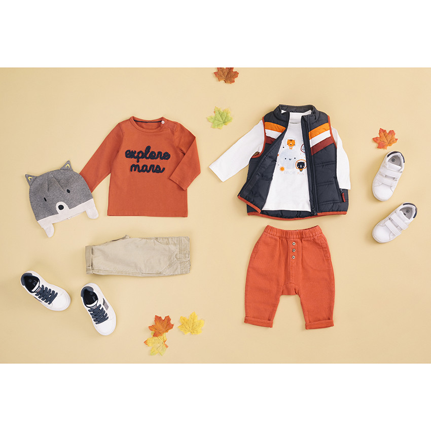 T-shirt manches longues en coton bio print astronautes 