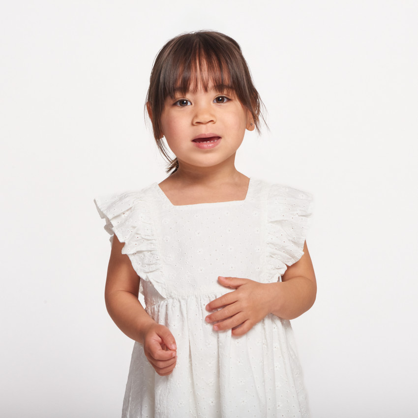 Robe manches courtes en broderie anglaise pour bébé fille 