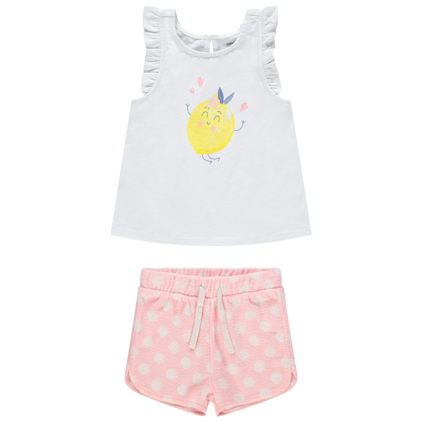 Ensemble avec débardeur print citron et short imprimé all-over