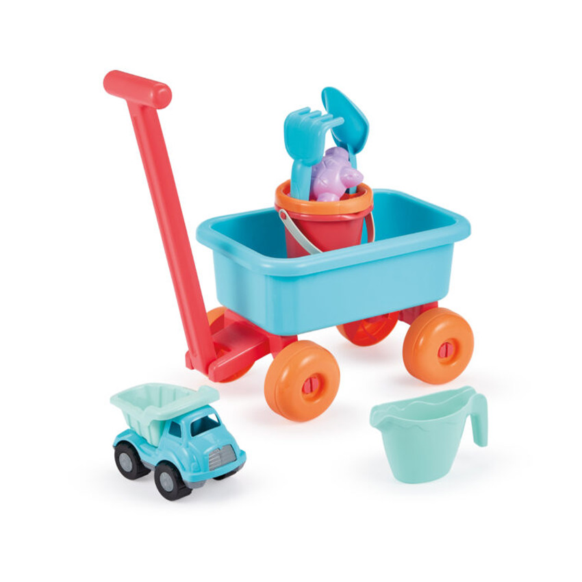 Chariot de plage et ses accessoires multicolores