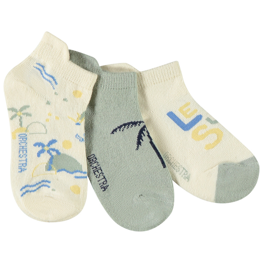 Lot de 3 paires de chaussettes courtes fantaisie pour garçon 