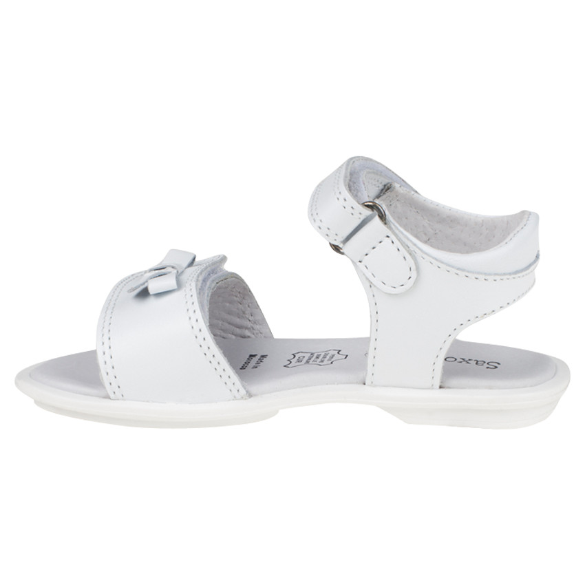 Nu-pieds blancs en cuir à double scratch et noeud du 28 au 35 