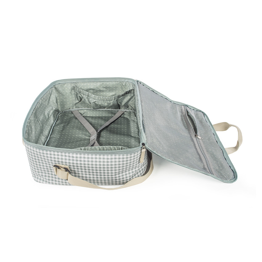 Valise bébé de maternité à carreaux I Love Vichy vert 