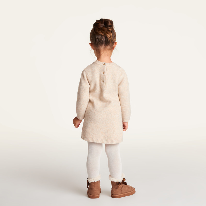 Robe bébé fille en tricot à fleurs brodées et manches longues 