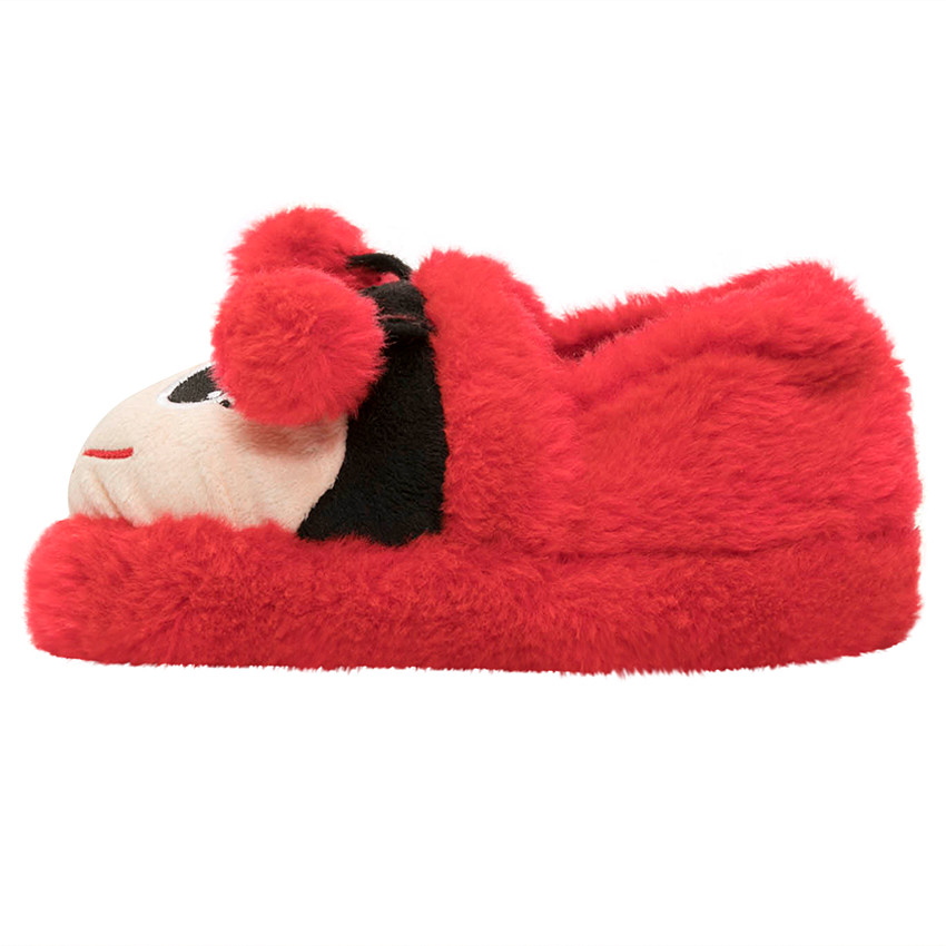 Chaussons peluche forme coccinelle 