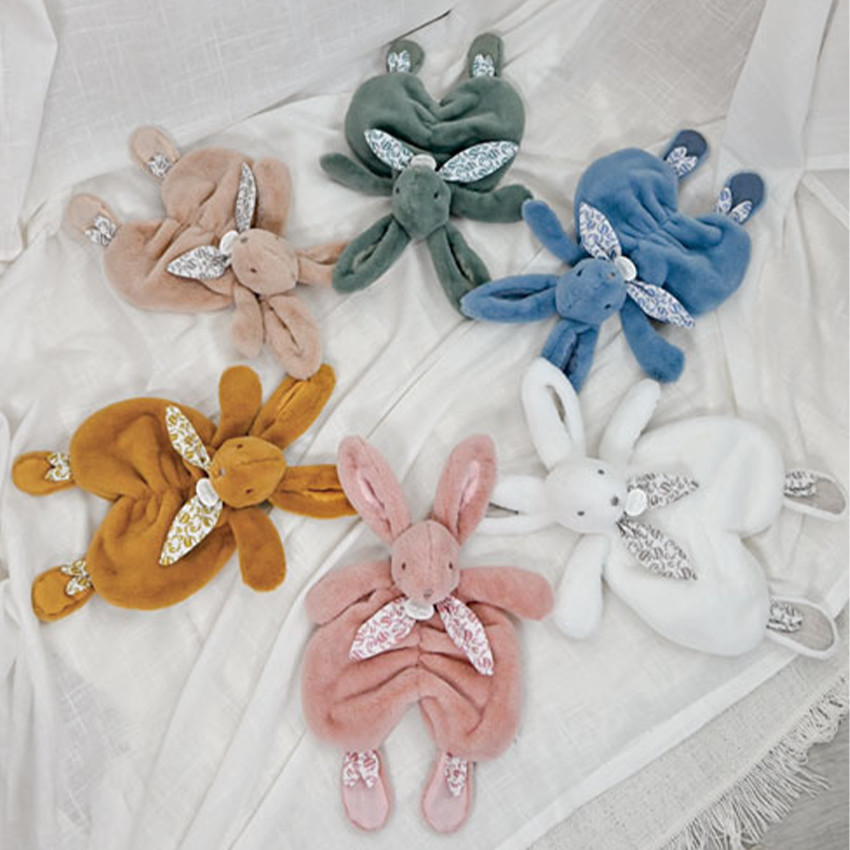 Doudou plat lapin bleu 29 cm 