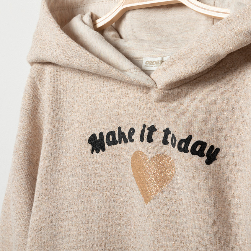 Robe effet 2 en 1 à capuche en molleton brillant pour enfant fille 