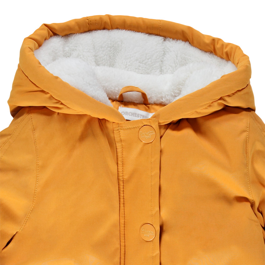 Parka en twill à capuche doublée sherpa 