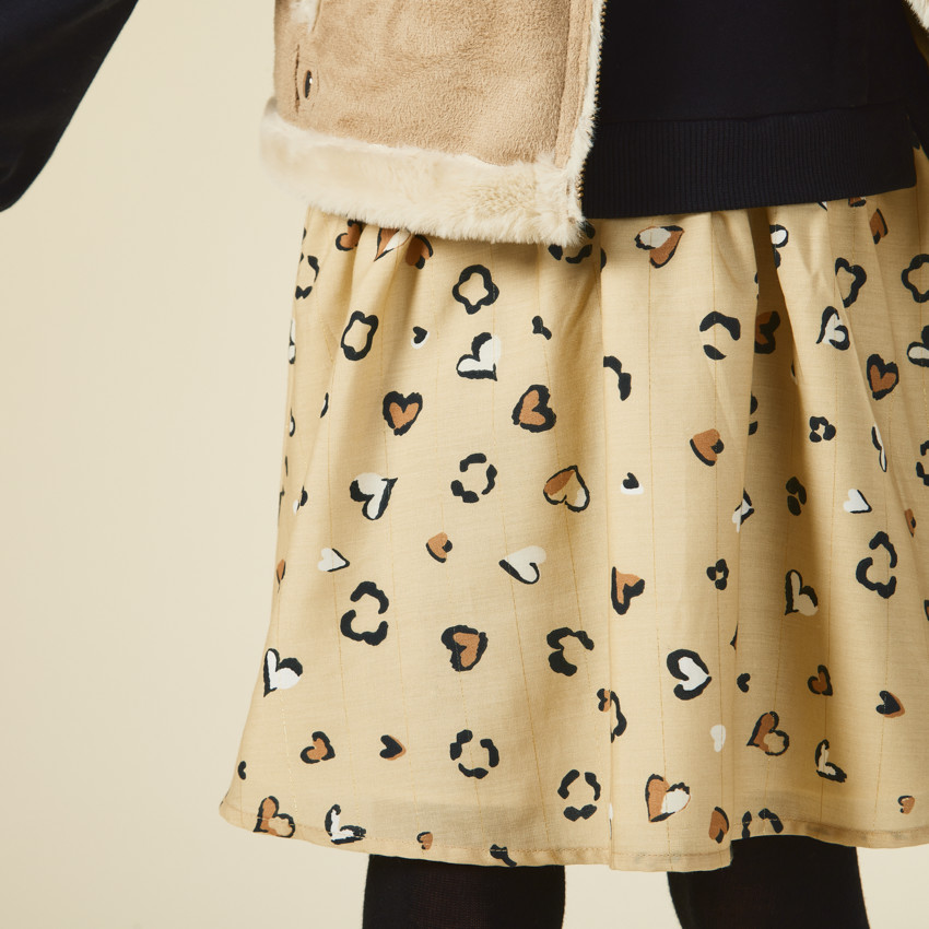 Robe molleton effet 2 en 1 imprimé tacheté pour fille 