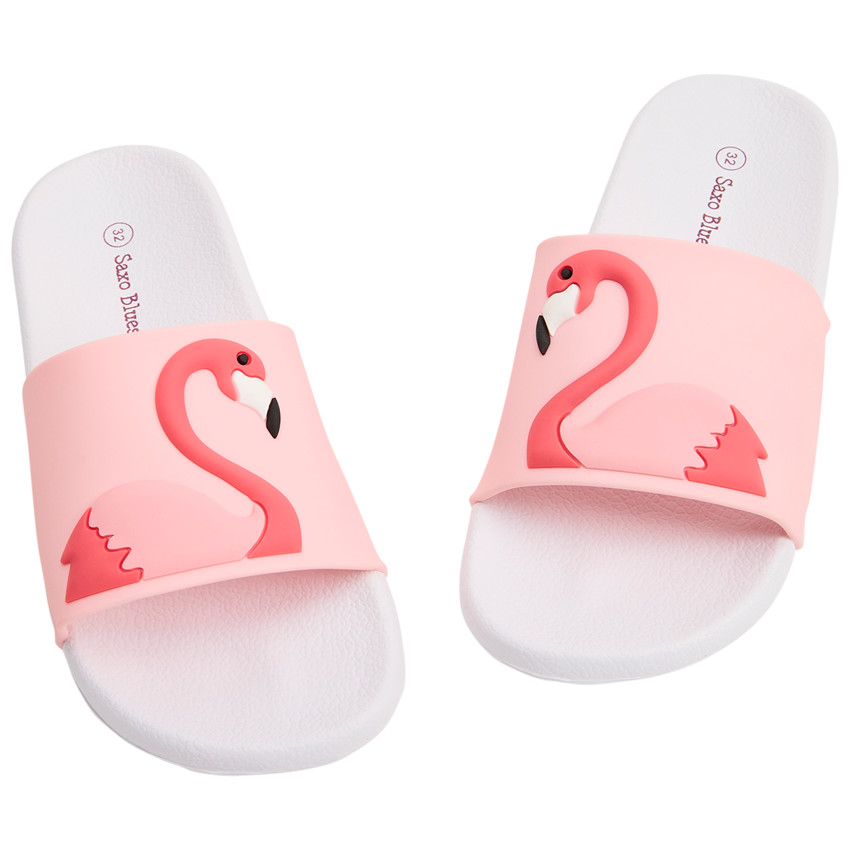 Claquettes flamant rose en relief pour fille avec lanière selon la pointure 