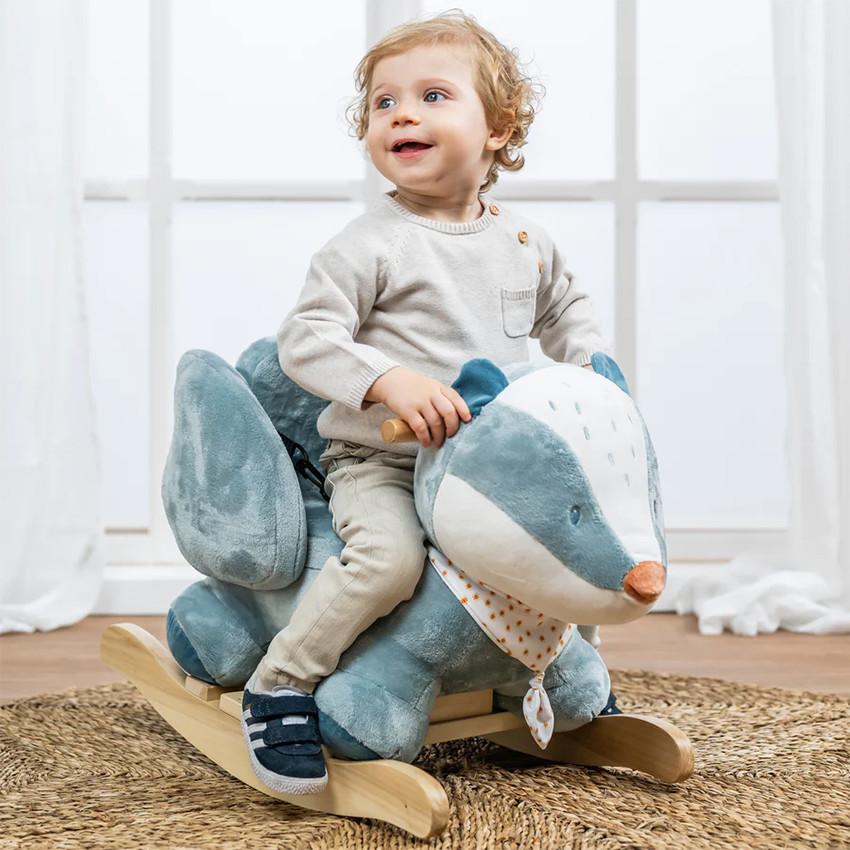 Animal à bascule - Blaireau Felix - Bleu poudré 