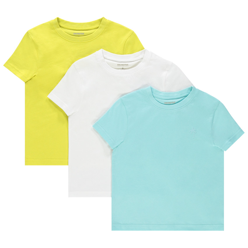 Lot de 3 t-shirts unis en coton pour enfant garçon Main Lot de 3 t-shirts unis en coton pour enfant garçon
