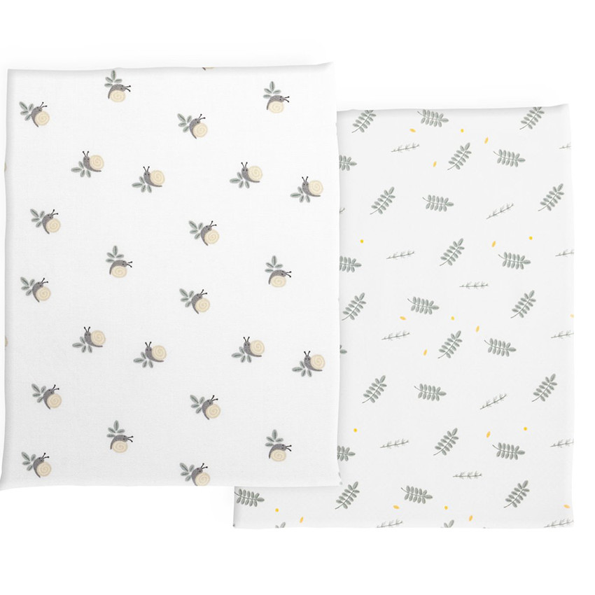 Lot de 2 draps housses pour Next2Me Forever Bambou Greenery 