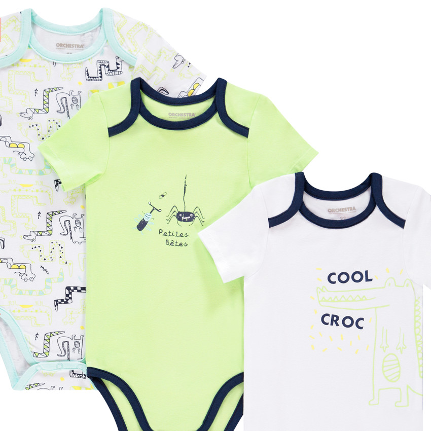 Lot de 7 bodies manches courtes pour bébé garçon print reptiles 