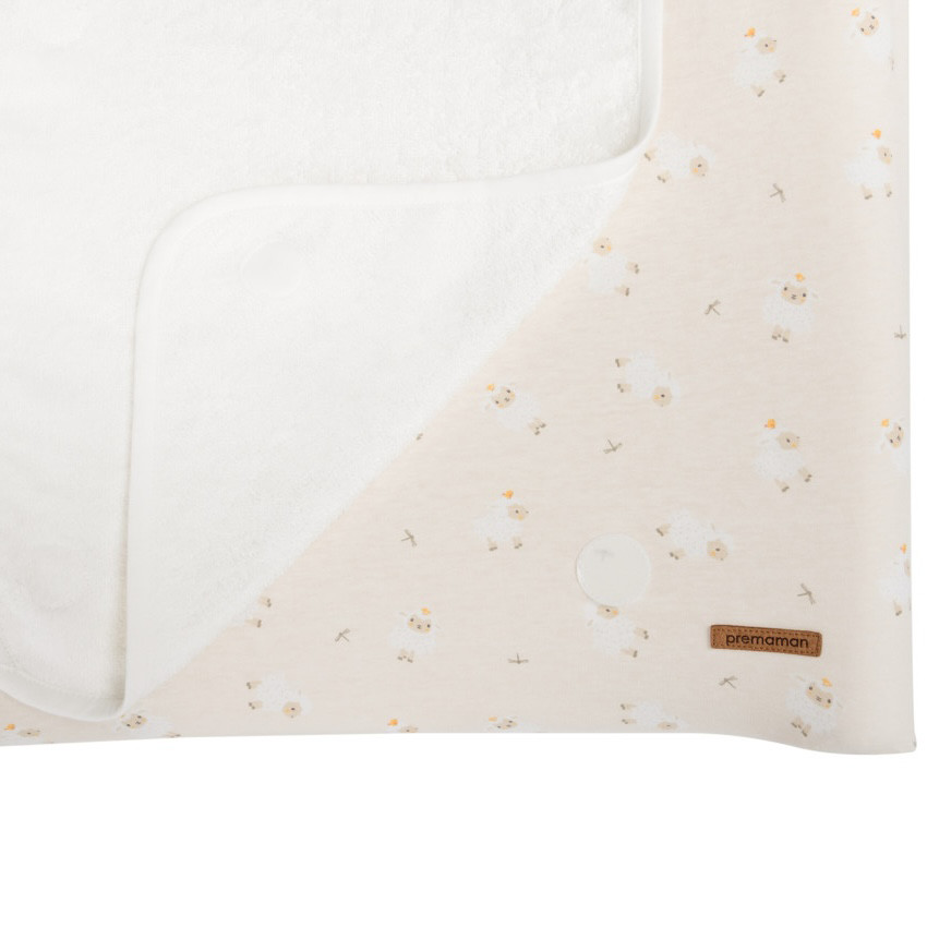 Housse de matelas à langer imprimé moutons La Vie à la Ferme beige 