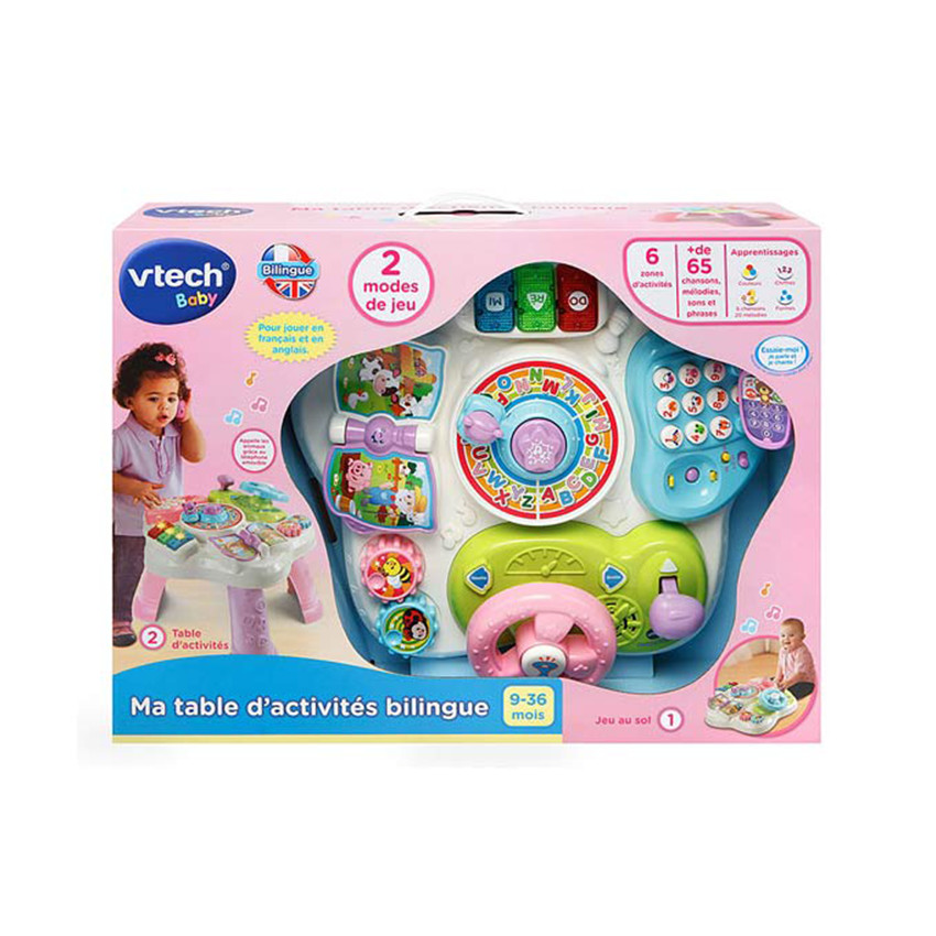 Table d'activités bilingue - Rose  