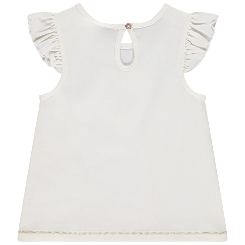 T-shirt manches courtes volantées en jersey avec fleurs fantaisie pour bébé fille 