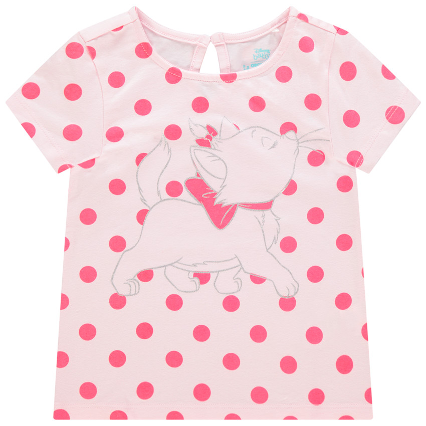 T-shirt manches courtes à pois et print Marie Aristochats Disney